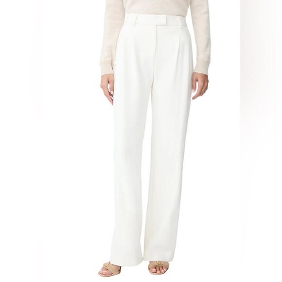 J. McLaughlin Newman Pants Trousers Wide Leg Pleated Size 6 Cream Nautical Work - Picture 1 of 12